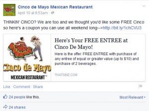 Cinco Facebook Post