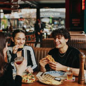 people eating at restaurant