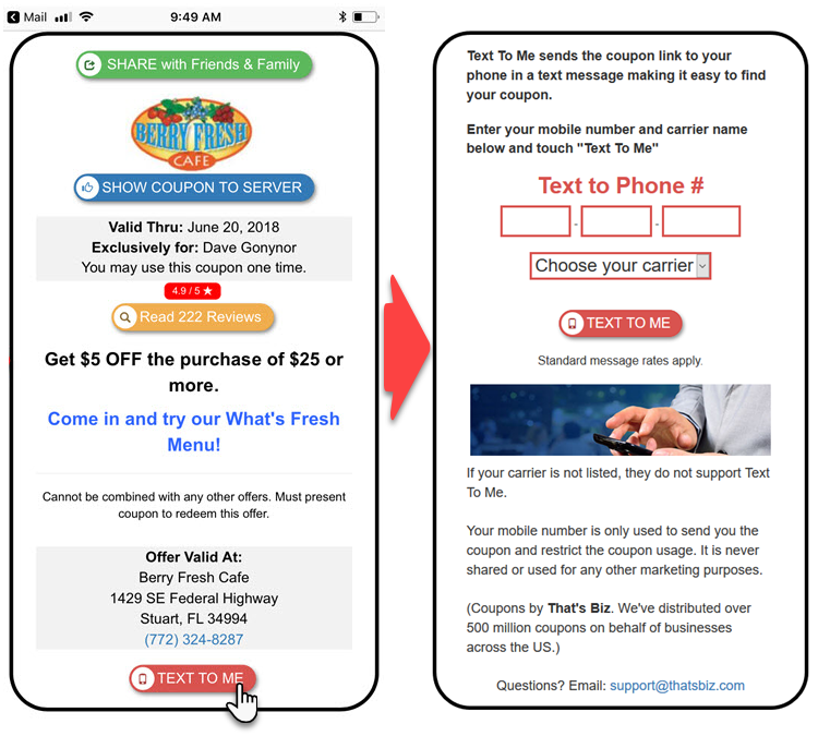 Text the coupon to your phone